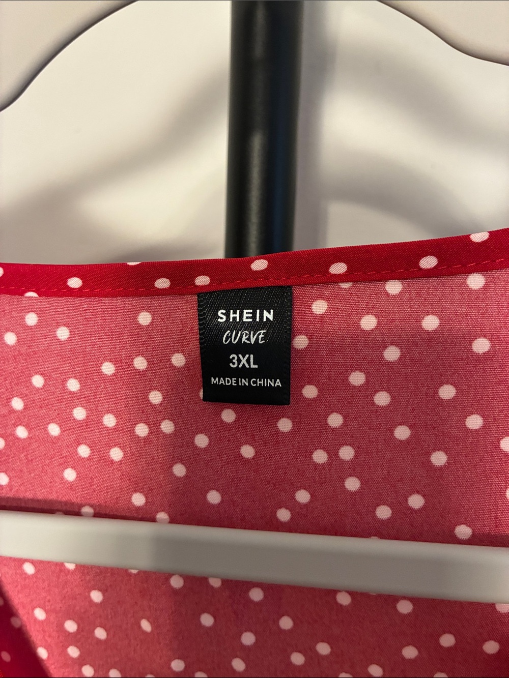 SHEIN Red V-Neck Polka Dot Blouse Short Sleeve Top Plus 3XL - Picture 4 of 7